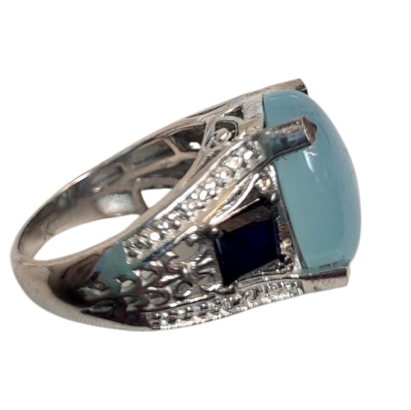 Karis Etched Sterling Silver Blue Cobalt Ring 7 - Picture 5 of 8